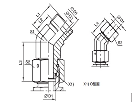 EV 45度組合接頭、PARKER卡套接頭、PARKER接頭